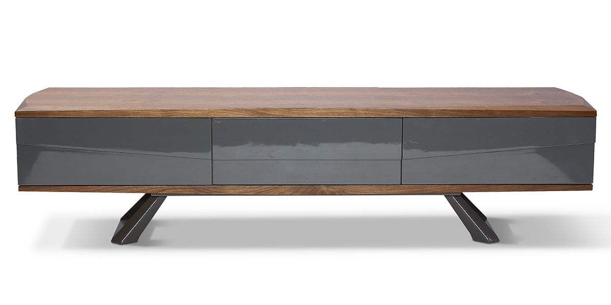 Meuble_TV_bois/laqué_PUNE_-_Noyer/Gris_1_LaMaisonDuCanapé