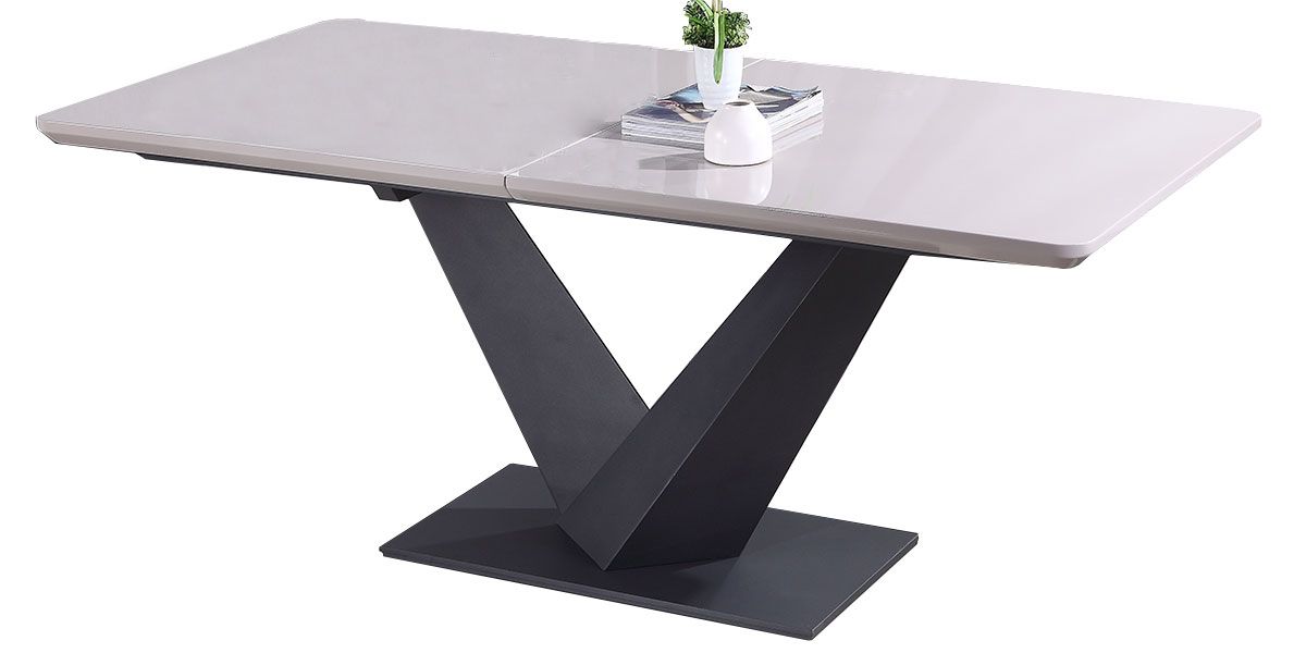Table_à_manger_extensible_laqué_KLOE_-_Beige/Gris_1_LaMaisonDuCanapé