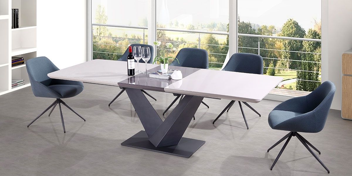 Table_à_manger_extensible_laqué_KLOE_-_Beige/Gris_3_LaMaisonDuCanapé