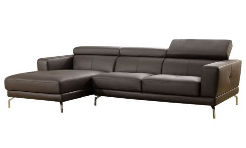 Canapé d'angle gauche en cuir spérieur marron OSLO
