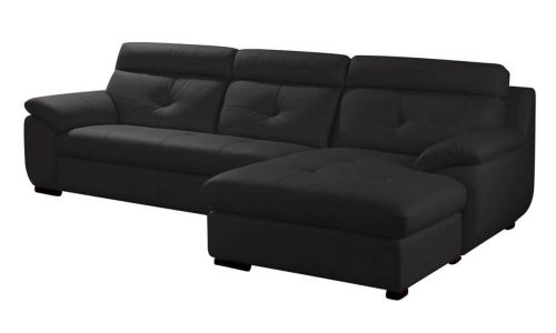 Canapé d'angle droit en cuir prestige noir DANA