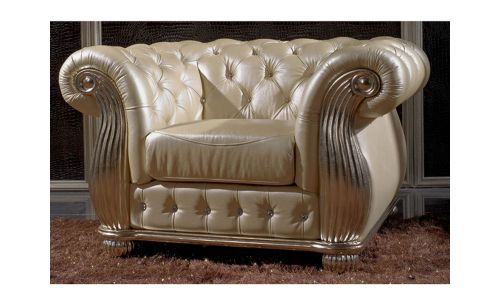 Fauteuil Cuir blanc MONARK
