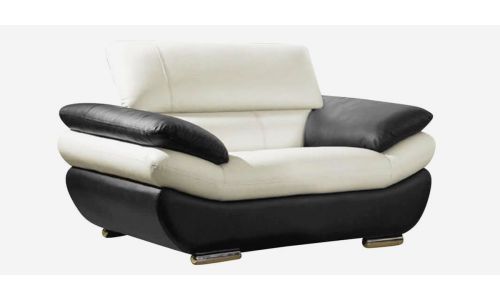 Salon en cuir marron et blanc ROSY