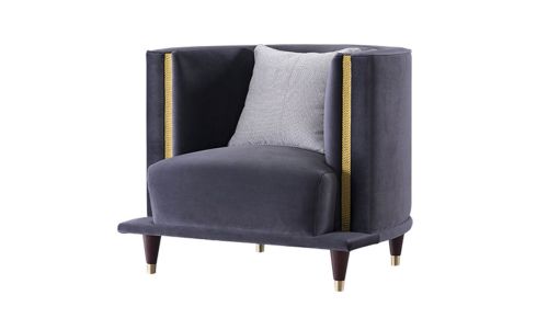 Fauteuil en velours DIANA - Bleu/Gris
