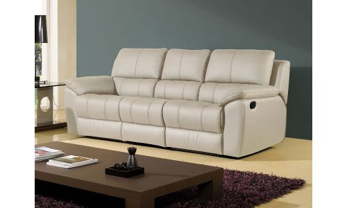 Canapé relaxation 3 places en cuir beige GIORGINA