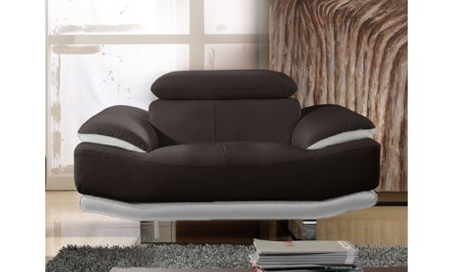 Fauteuil en cuir marron et blanc OSMOZ