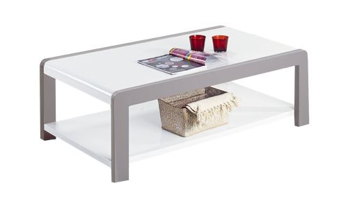 Table basse laquée JULIANA - Blanc / gris
