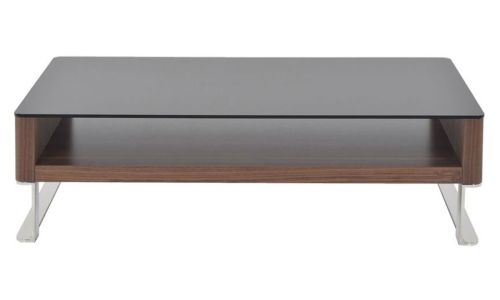 Table basse bois et verre KARY - Noyer/Transparent